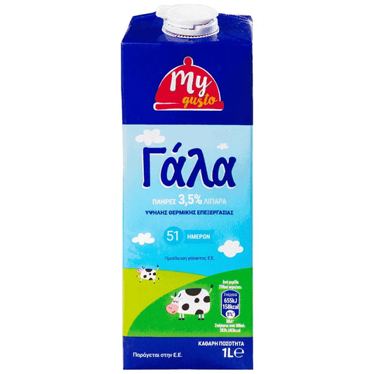 My Gusto Γάλα Υψηλής Θερμικής Επεξεργασίας 3,5% Λιπαρά 1lt