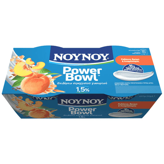 NOYNOY Power Bowl Ροδάκινο-Βρώμη & Λιναρόσπορο 1,5% 2x175gr