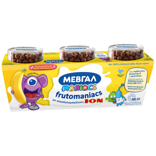 Μεβγάλ Frutomaniacs Επιδόρπιο Γιαουρτιού Μπανάνα-Σοκολάτα 3x140gr