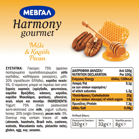 Harmony Επιδόρπιο Γιαουρτιού Gourmet Μέλι & Καρύδι 160gr