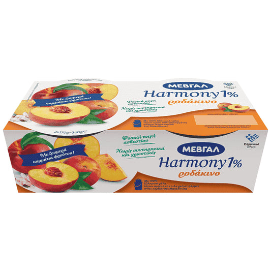 Μεβγάλ Harmony Επιδόρπιο Γιαουρτιού 1% Ροδάκινο 2x170gr